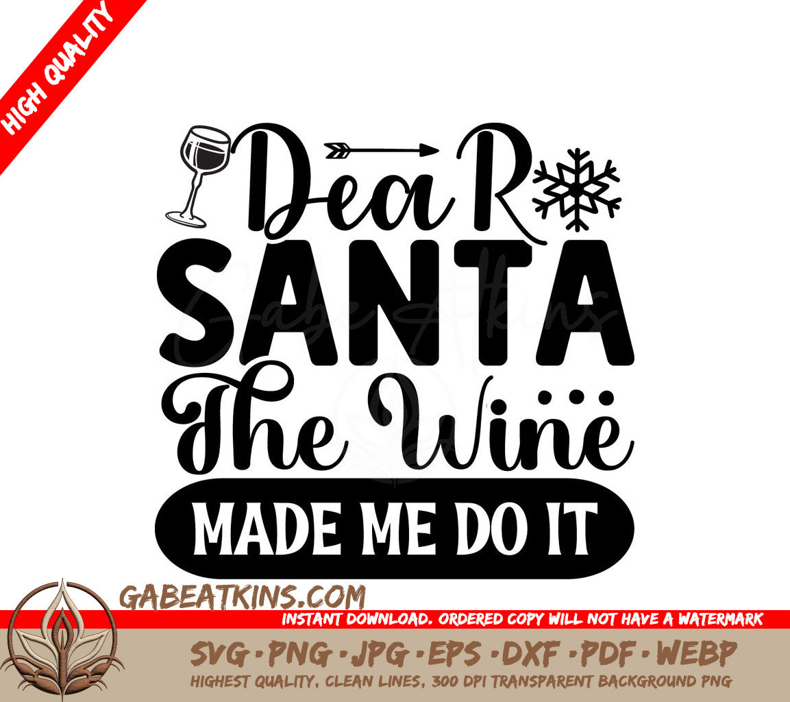 Dear Santa Wine SVG Design SVG