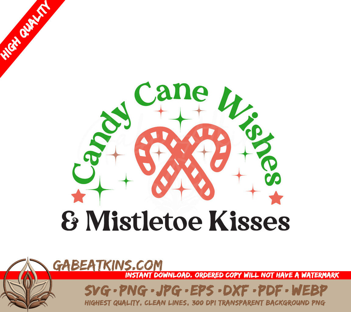 Candy Cane Wishes SVG Design SVG