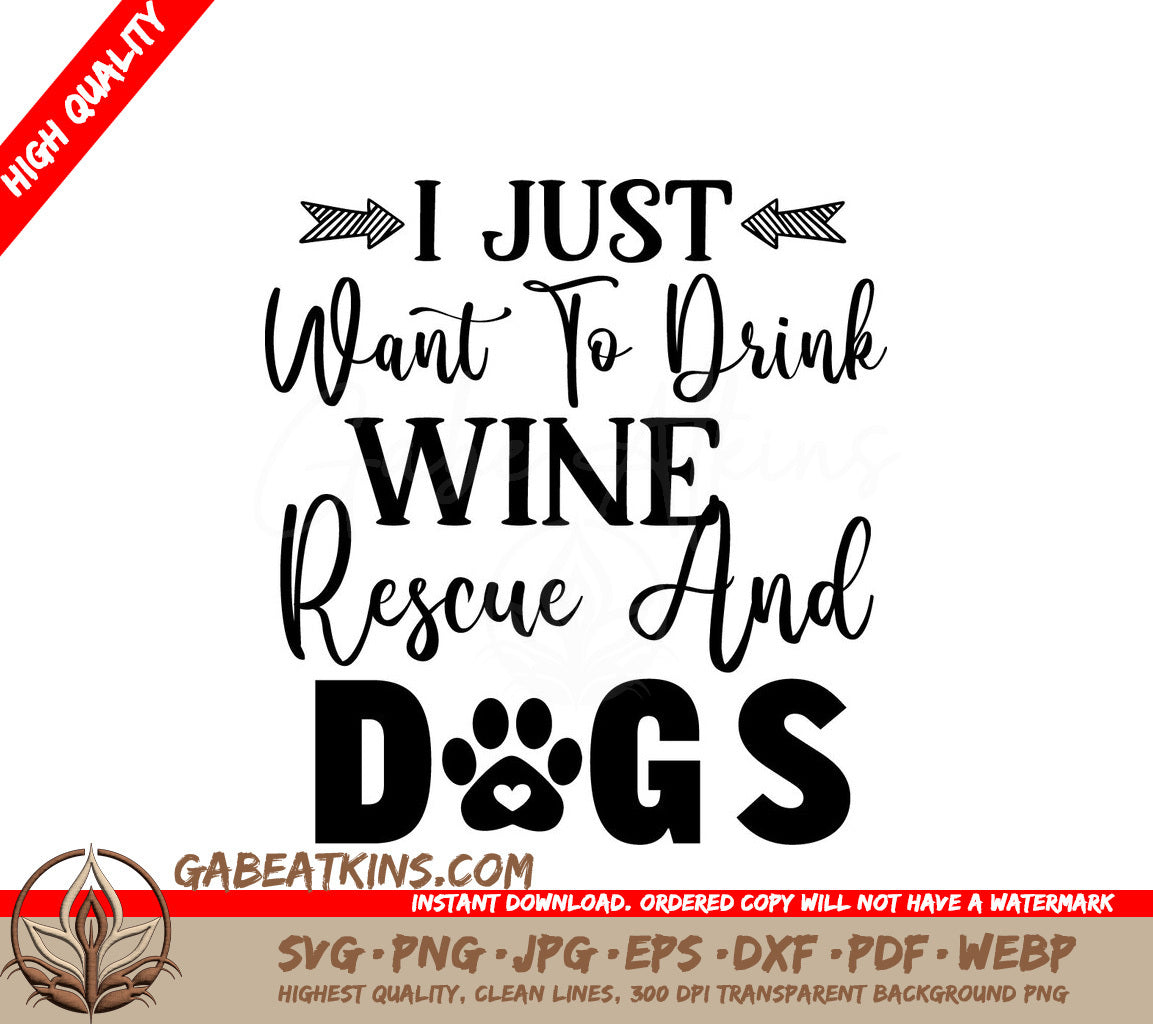 Wine, Rescue, Dogs SVG SVG