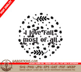 I Love Fall SVG Sign SVG