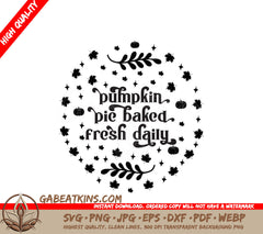 Pumpkin Pie Baked Fresh Daily SVG SVG