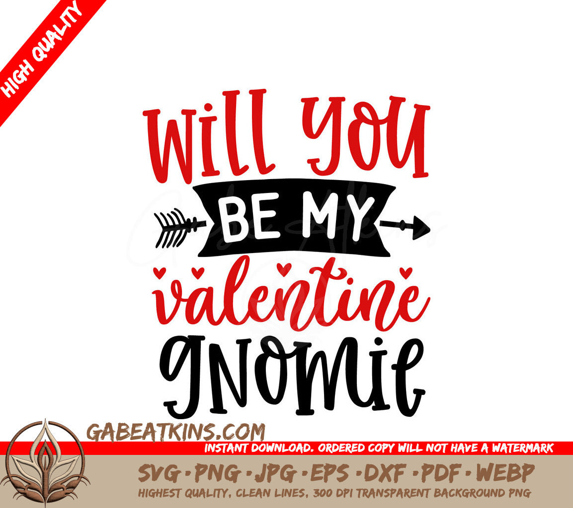 Valentines Gnome SVG Design SVG