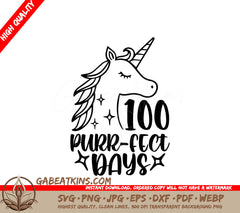 Unicorn 100 Purrfect Days SVG SVG