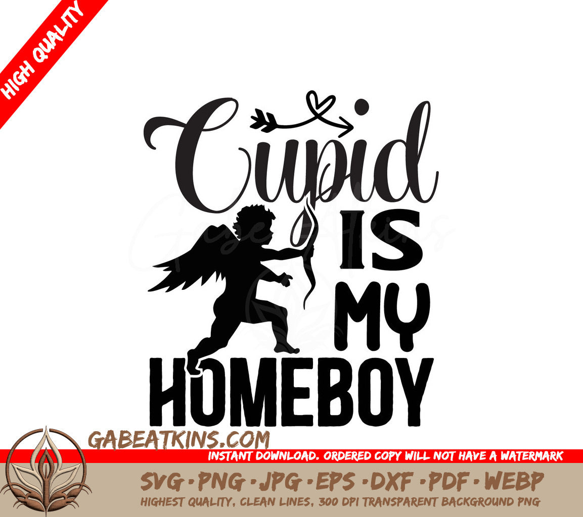 Cupid Homeboy SVG Black White SVG