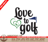 Golf Love Heart SVG Keychain SVG