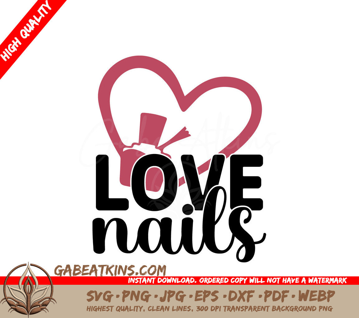 Love Nails Pink Heart SVG SVG