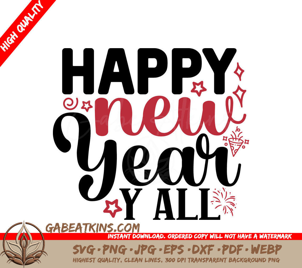 Happy New Year Yall SVG Design SVG