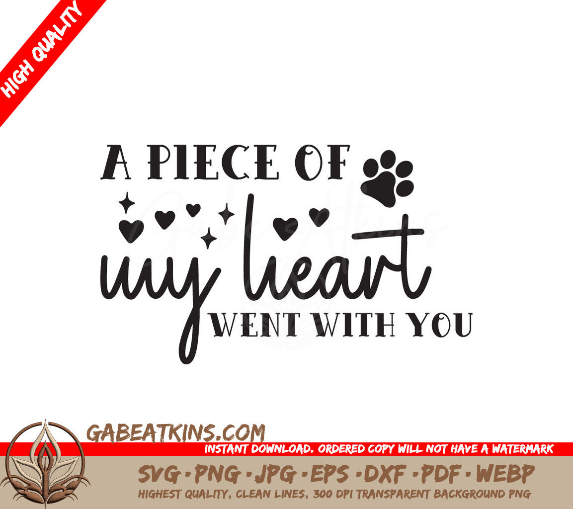 Pet Memorial Heart & Paw Prints SVG SVG