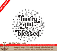 Merry & Blessed Christmas Ornament SVG SVG