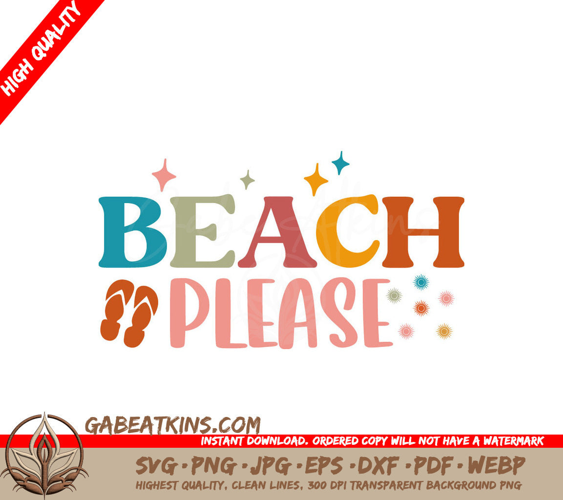 Beach Please Colorful SVG Sign SVG