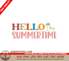 Hello Summertime Palm Tree SVG SVG