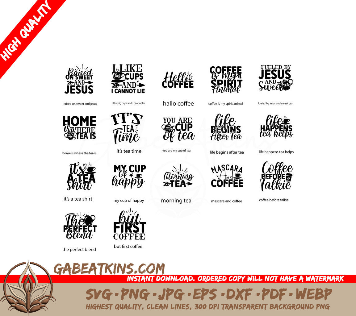 Coffee & Tea Sayings SVG  SVG