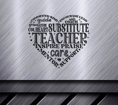 Heart Substitute Teacher SVG SVG