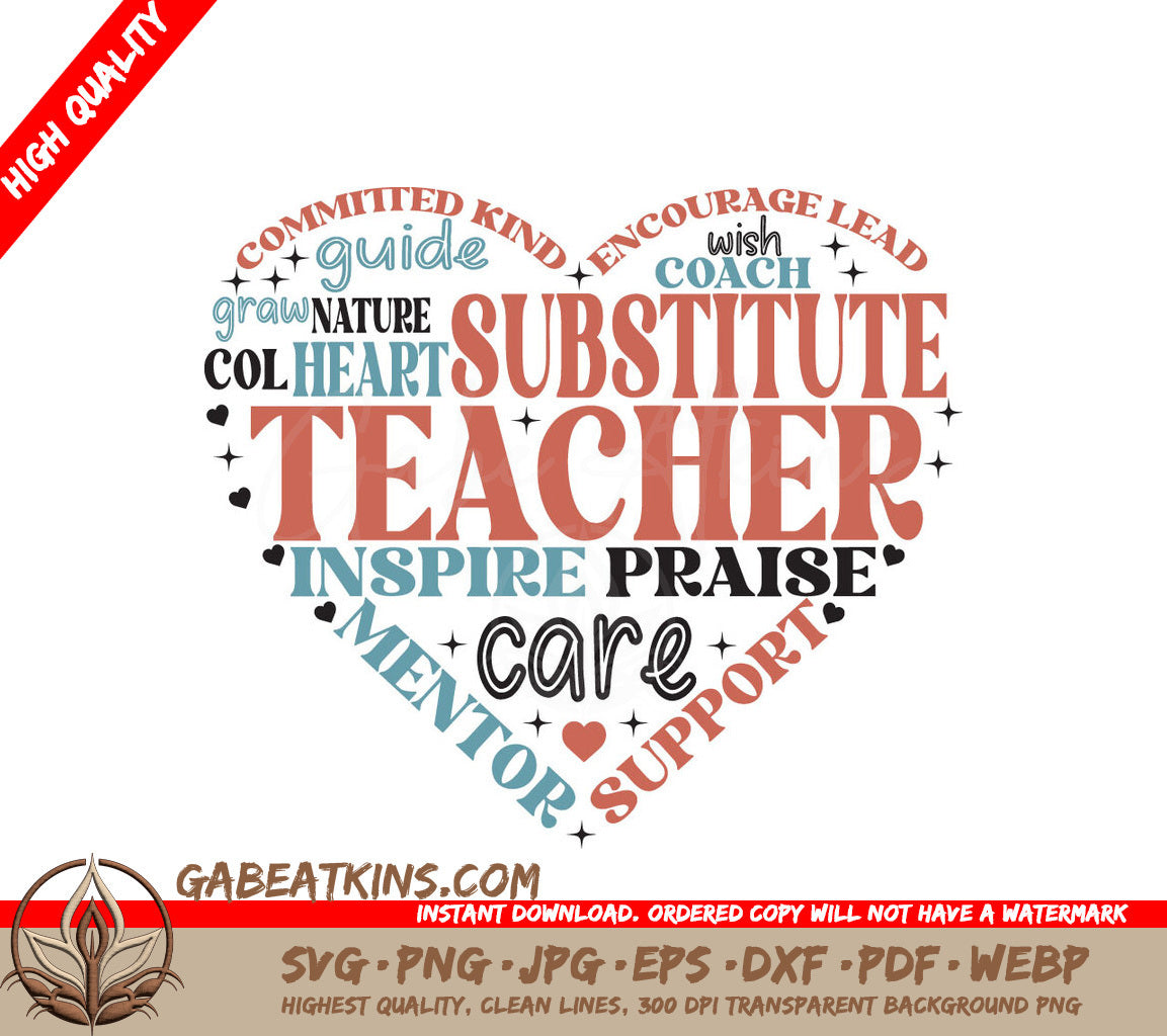Heart Substitute Teacher SVG SVG