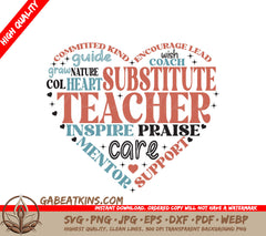 Heart Substitute Teacher SVG SVG