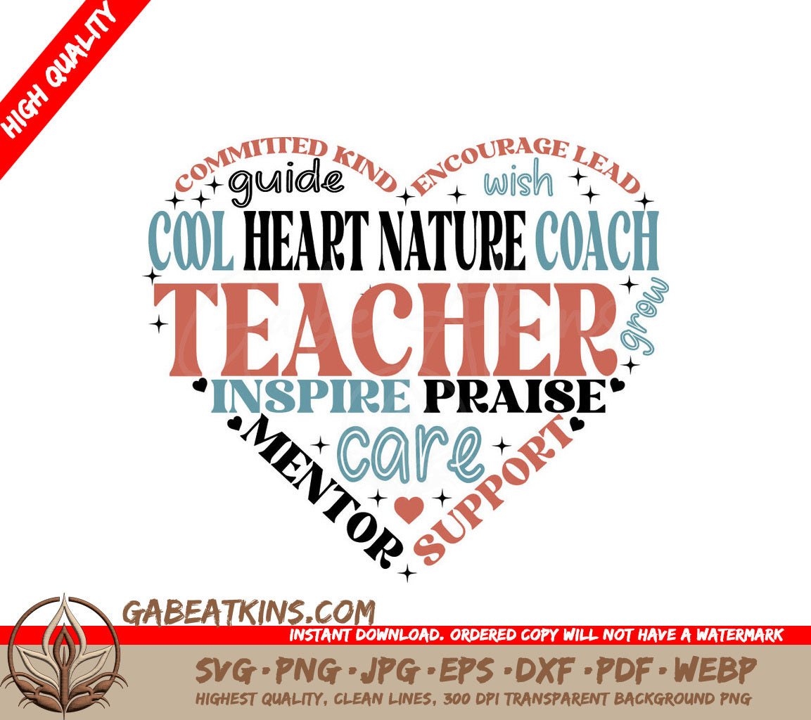 Teacher Heart SVG Design SVG