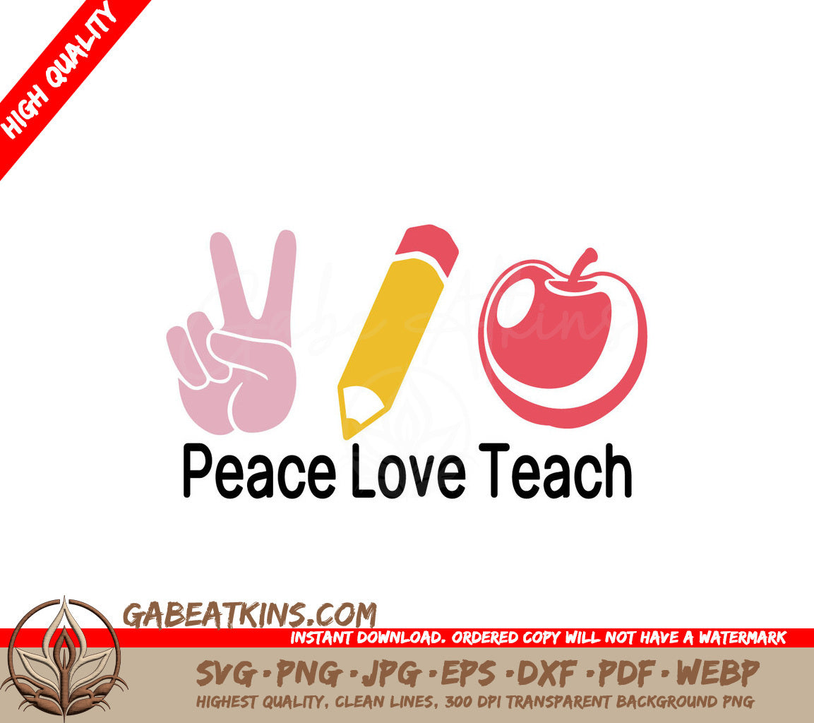 Peace Love Teach SVG Stickers SVG