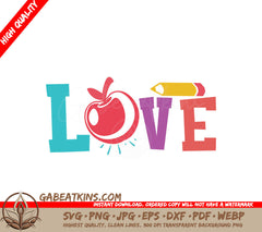 Apple & Pencil Teacher Love SVG SVG