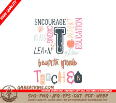 Fourth Grade Teacher SVG Word Art SVG
