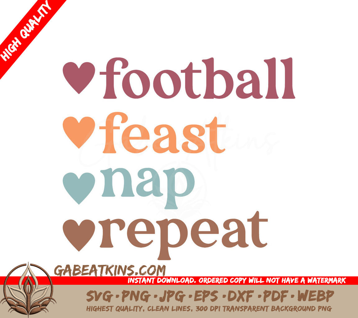 Football Feast Nap Repeat SVG SVG