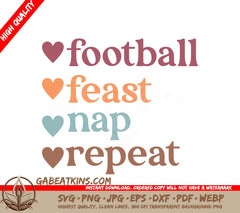 Football Feast Nap Repeat SVG SVG