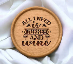 Thanksgiving Turkey & Wine SVG SVG
