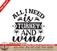 Thanksgiving Turkey & Wine SVG SVG
