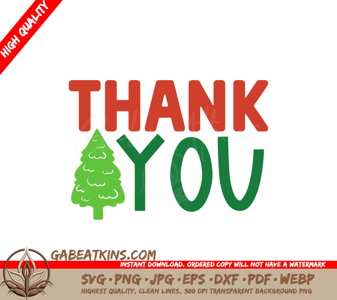 Christmas Tree Thank You SVG Sticker SVG