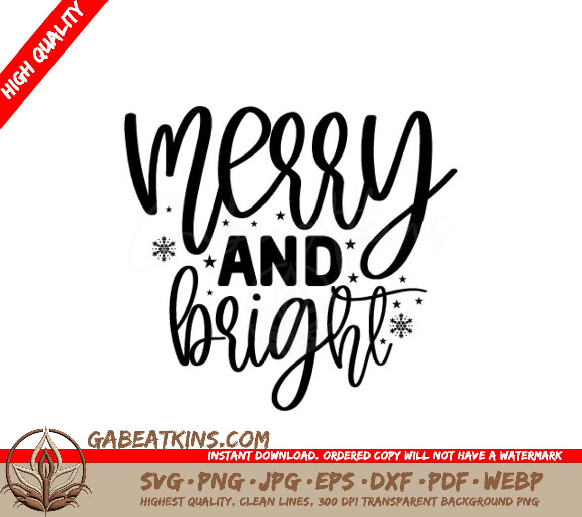 Merry & Bright Snowflake SVG Stickers SVG