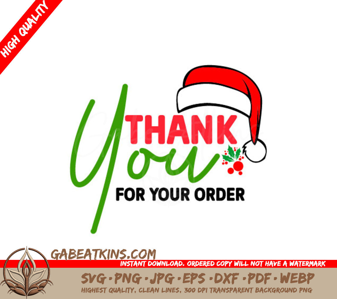 Santa Hat Thank You Order SVG SVG