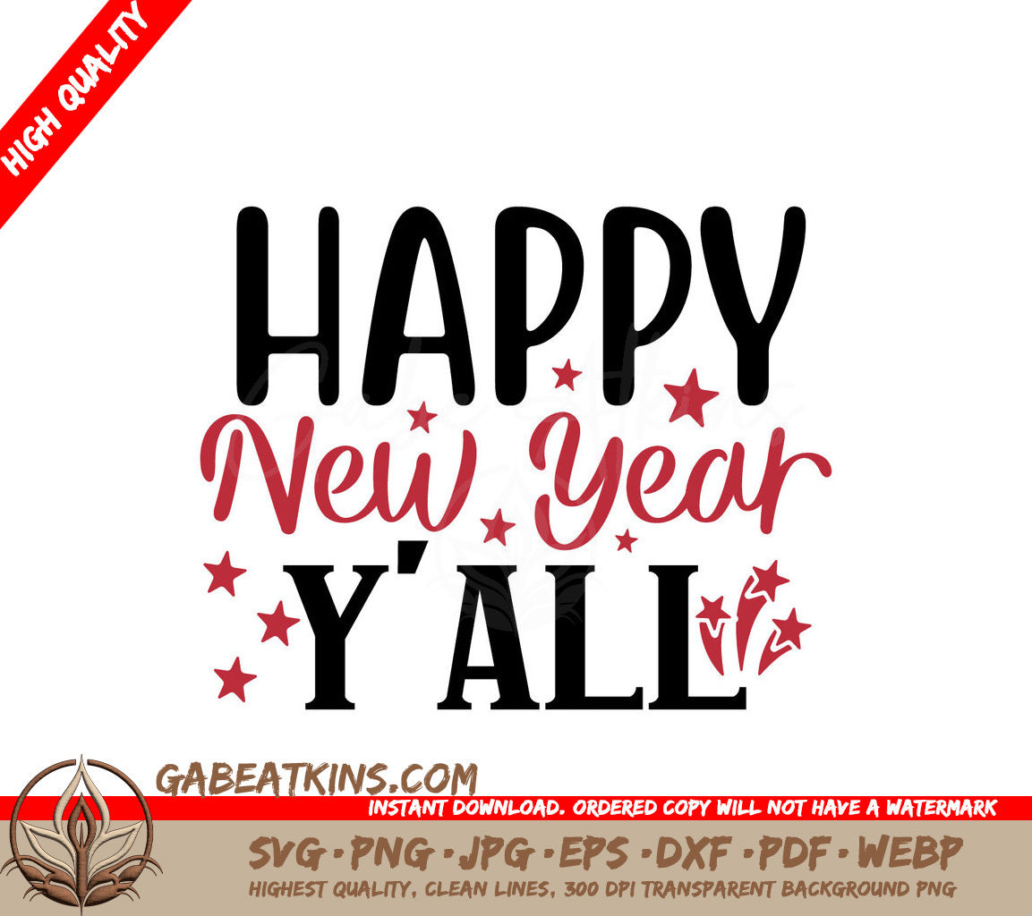 Red & Black Happy New Year SVG SVG