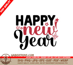 Black & Red Happy New Year SVG SVG