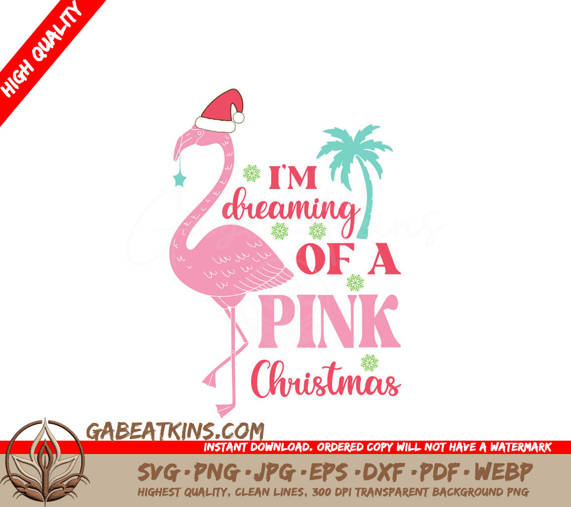 Pink Flamingo Christmas SVG SVG