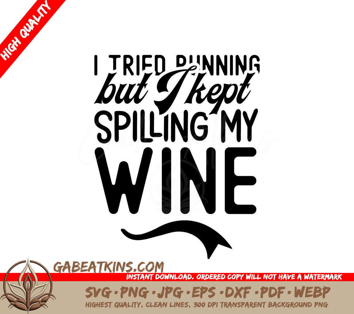 Wine Spill Running SVG Design SVG