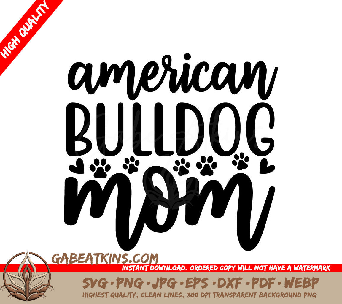 American Bulldog Mom SVG Design SVG