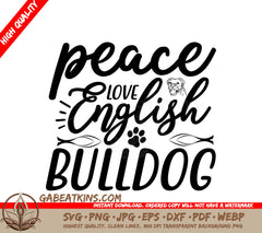 Peace Love Bulldog SVG Design SVG