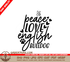 Peace Love Bulldog SVG SVG