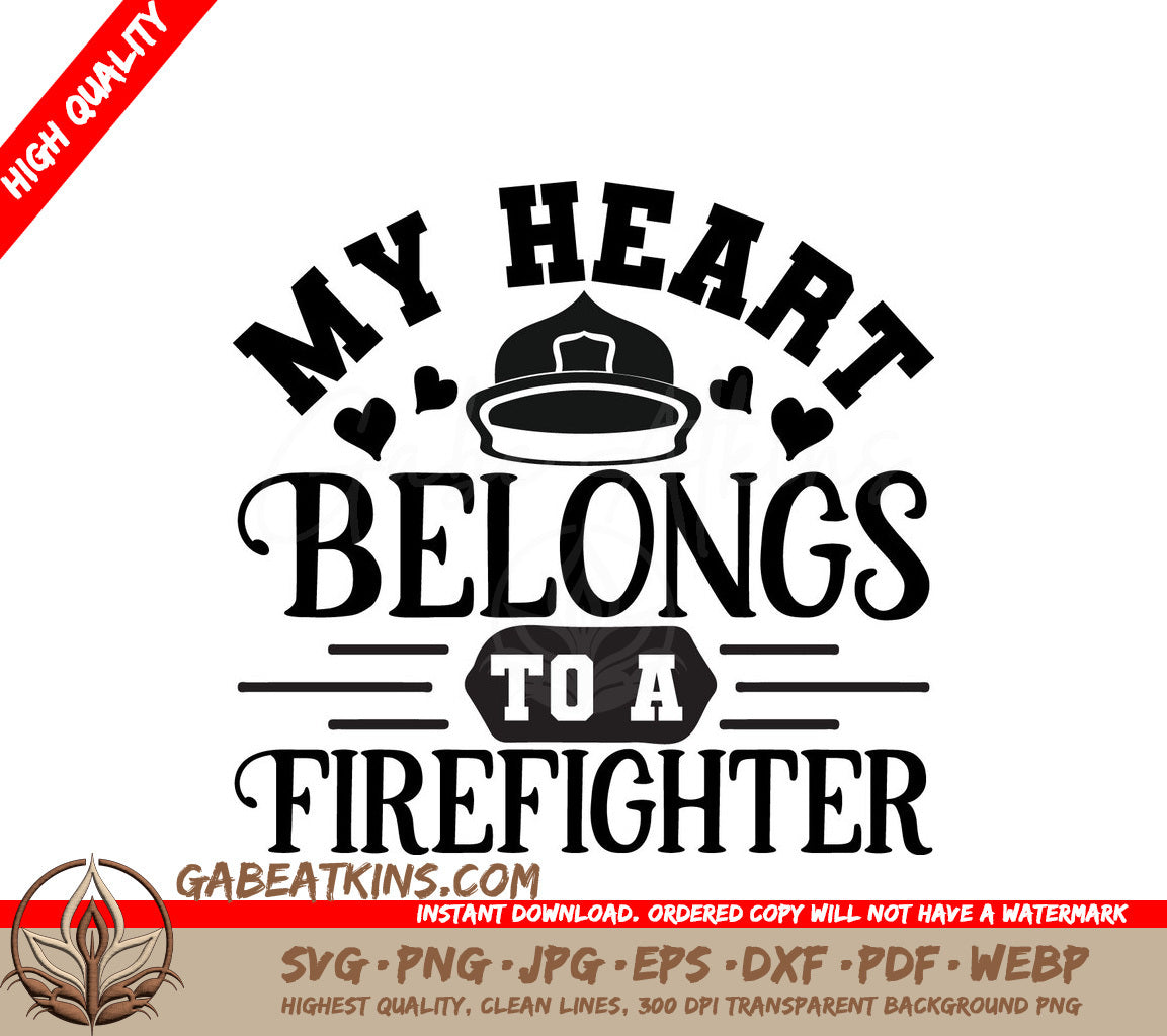 Firefighter Heart SVG Design SVG
