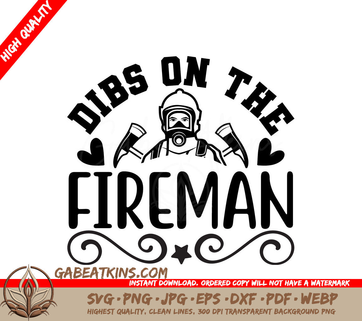 Fireman Dibs SVG Black White SVG