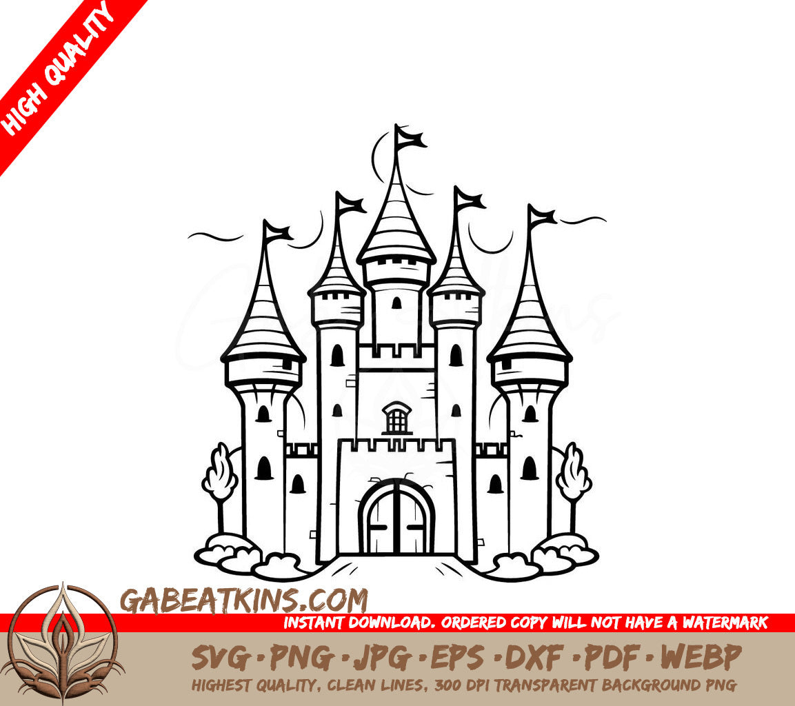 Castle with Flags SVG - Dark Forest Tale of Intrigue SVG