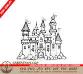 Enchanted Meadow Castle SVG -  Fantasy Drawing SVG