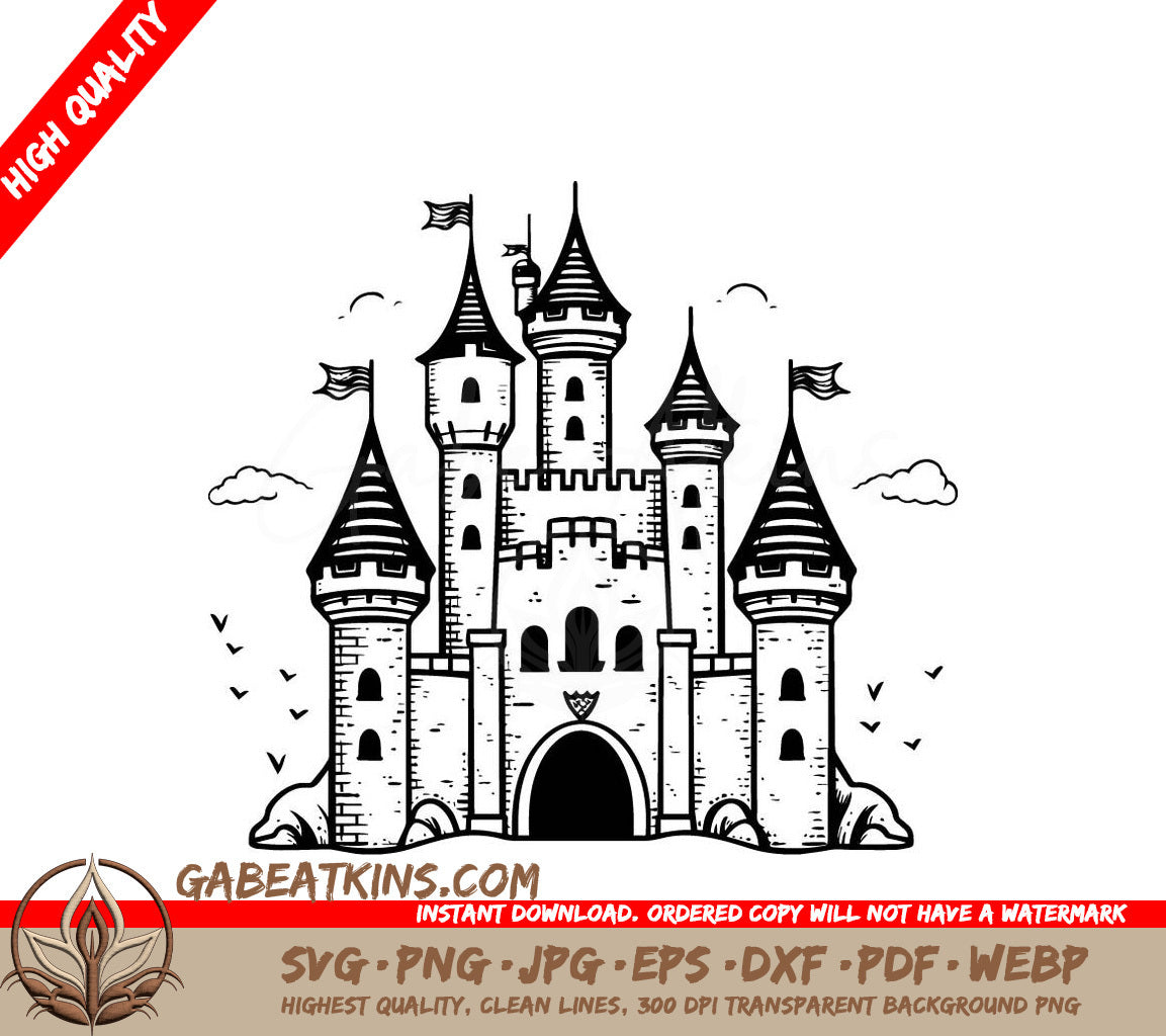 Castle with Flags SVG - Enchanted Realm SVG