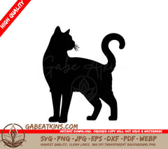 Black Cat Silhouette SVG - Standing Pose SVG