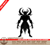 Demon Silhouette SVG - Horned Wizard Illustration SVG