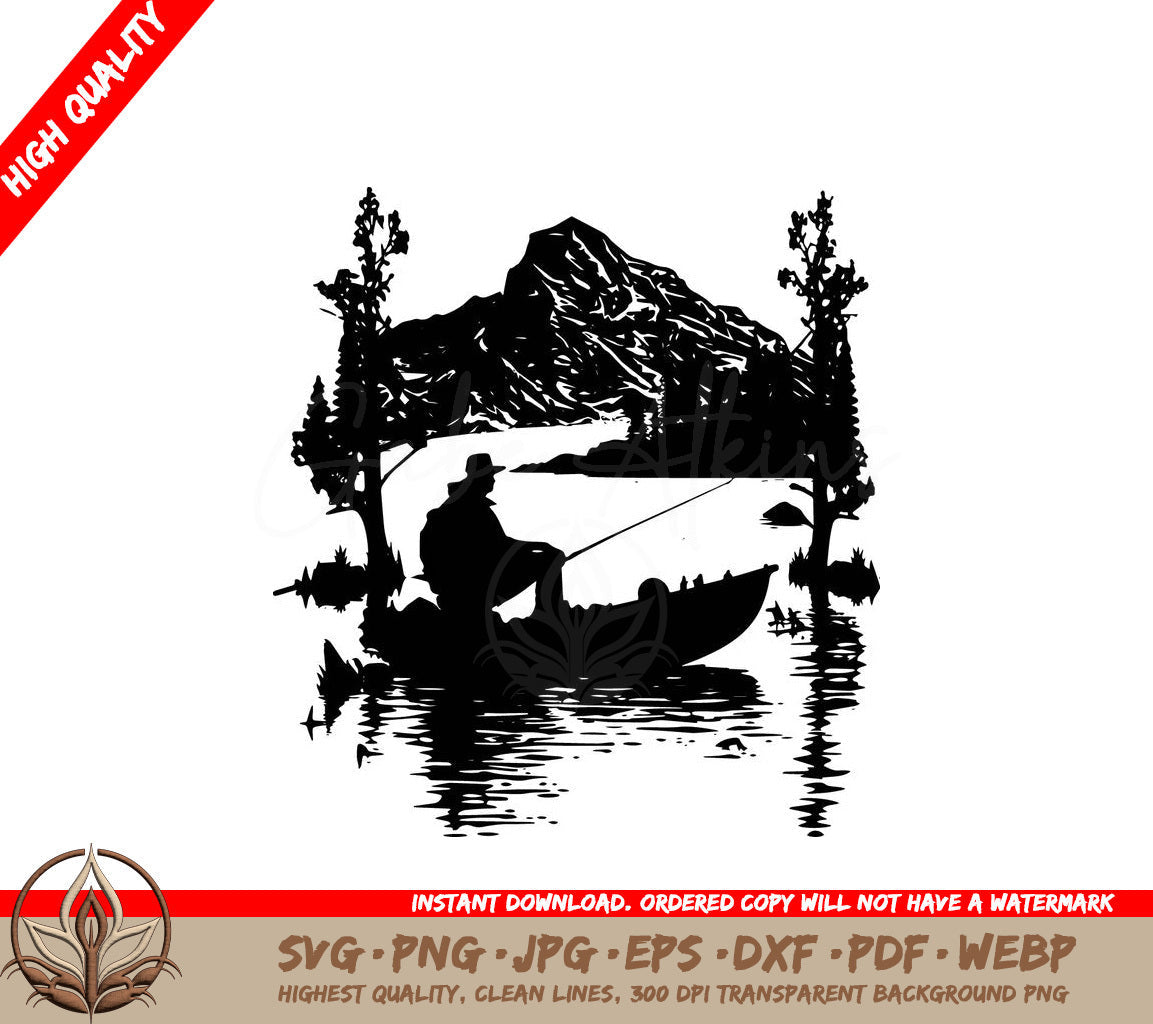 The Adventure of Fishing: Digital Design File (SVG, PNG, JPG, AI, PDF, DXF, EPS, WebP)