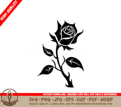 Thorny Rose Digital Design in Multiple File Formats (SVG, PNG, JPG, AI, PDF, DXF, EPS, WebP)