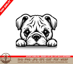 Thoughtful Bulldog Resting SVG PNG JPG AI PDF DXF EPS and WebP - Digital Download