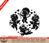 Cute Cupid Silhouettes SVG Set 4 Adorable Cupids with Bows and Arrows SVG