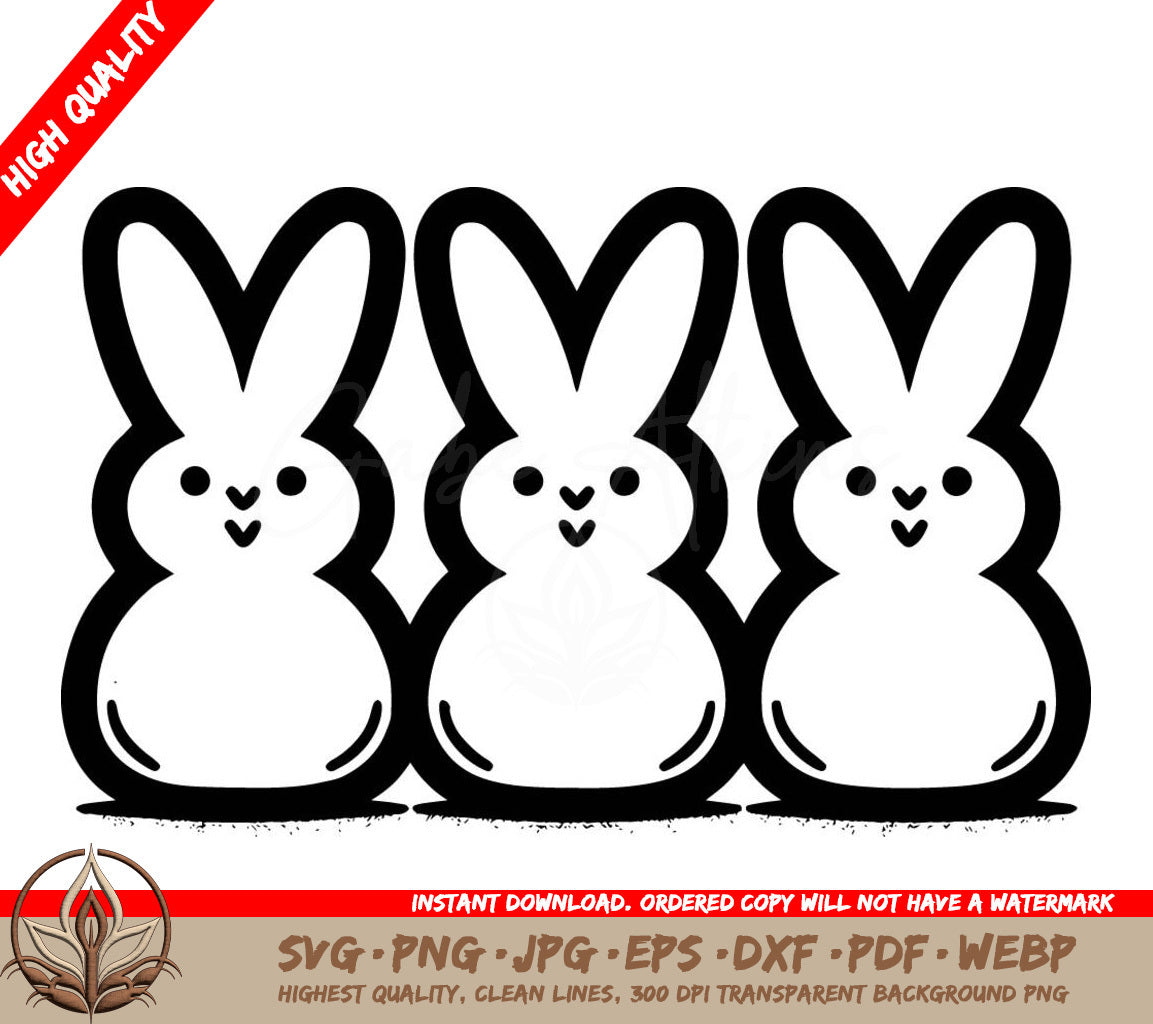 Three Bunnies Digital Design in SVG PNG JPG AI PDF DXF EPS and WebP File Formats