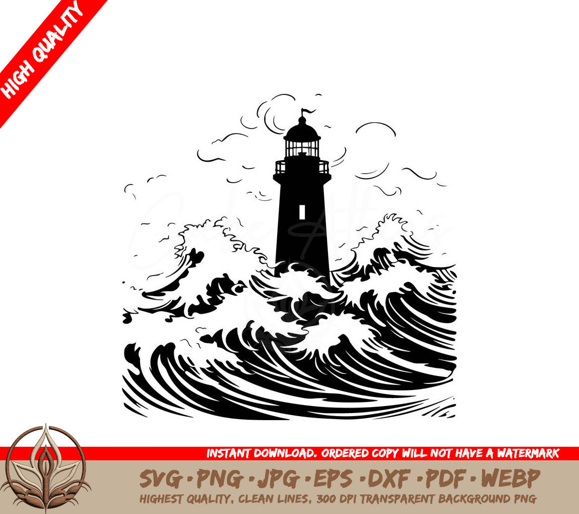 Thundering Lighthouse Digital Design in Multiple File Formats (SVG, PNG, JPG, AI, PDF, DXF, EPS, WebP)
